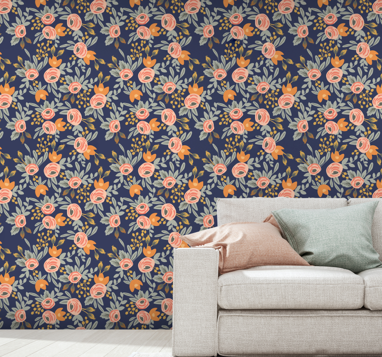 Blossom Elegance floral ornament wallpaper - TenStickers