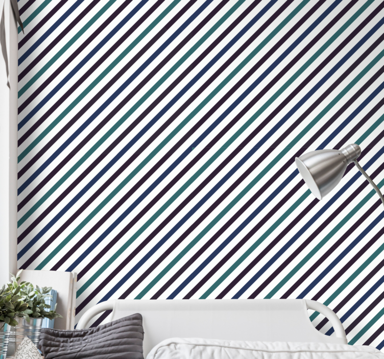 Blue diagonal stripes striped wallpaper - TenStickers