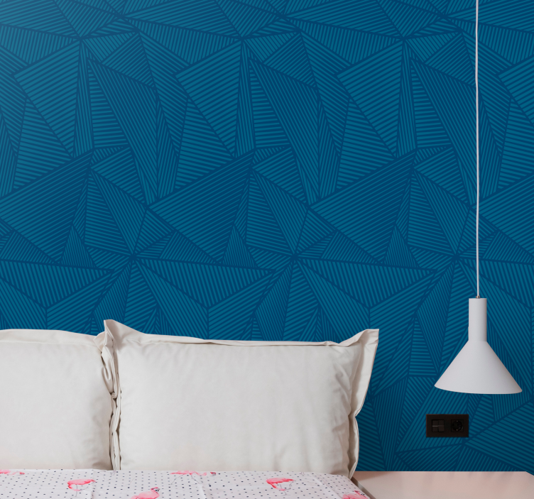 Blue Geometrical simple Pattern leaf wallpaper - TenStickers
