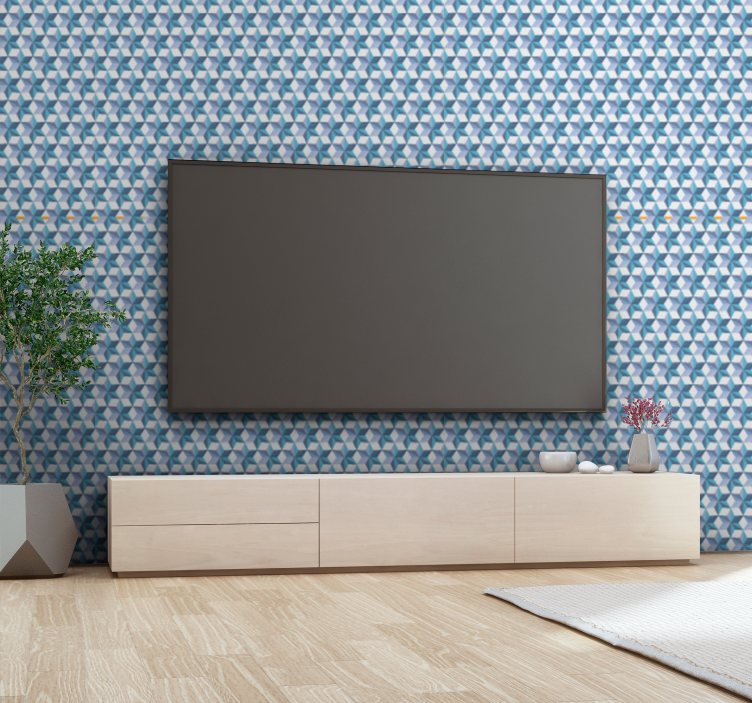 Blue shapes arrangement geometric wallpaper - TenStickers