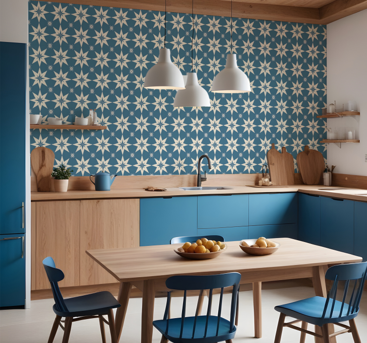Blue starry design tile wallpaper - TenStickers
