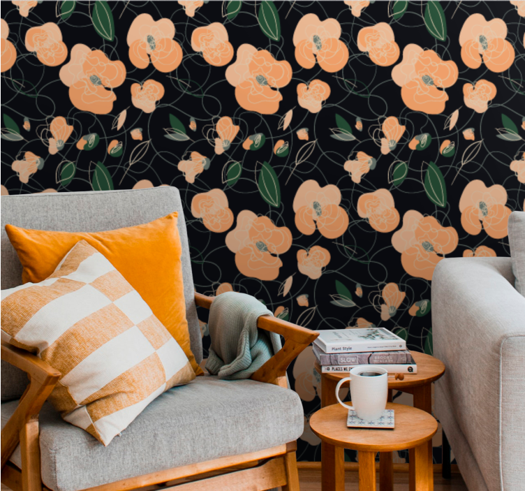 Botanical Blossom Pattern flower wallpaper - TenStickers