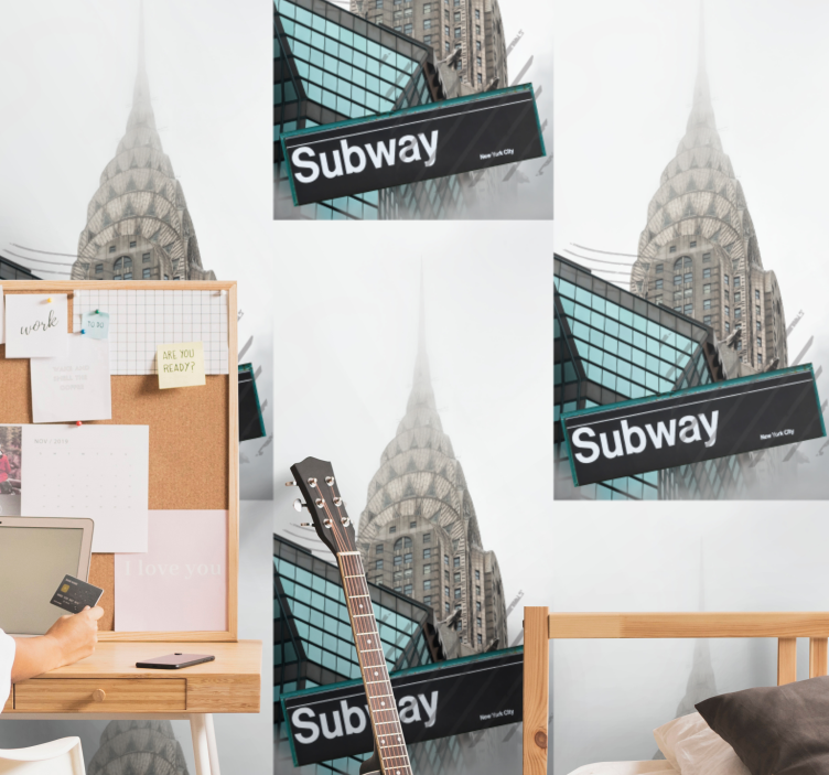Broadway subway collage New York Wallpaper - TenStickers