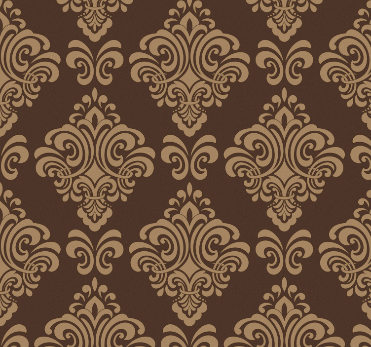 Brown Damask Style baroque wallpaper - TenStickers