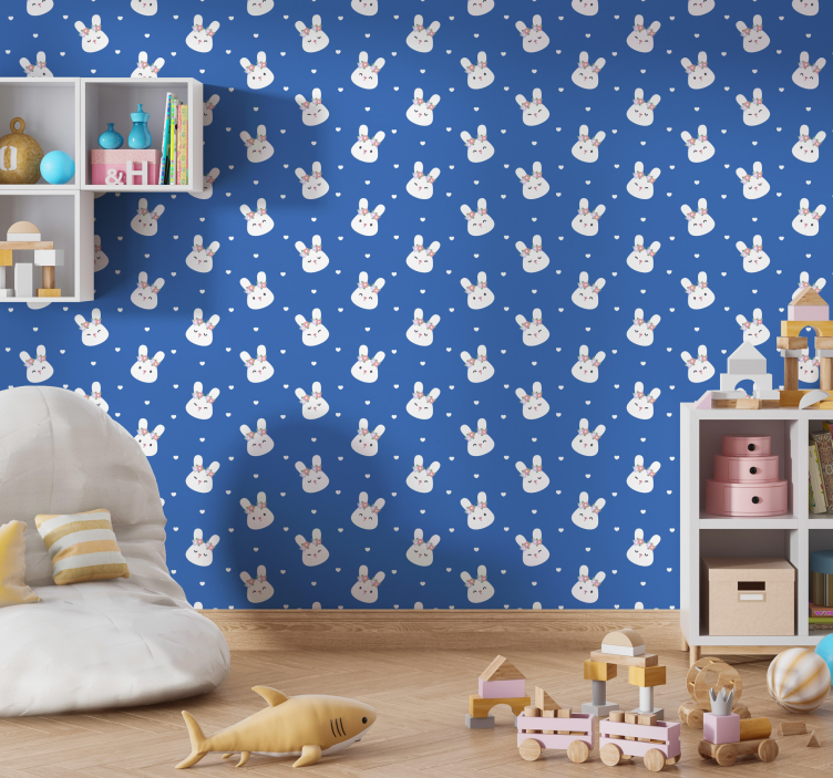 Bunny Pattern animal wallpaper - TenStickers