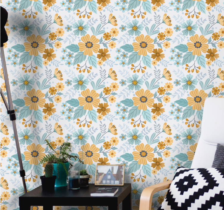 Butterfly Floral Arrangement flower wallpaper - TenStickers