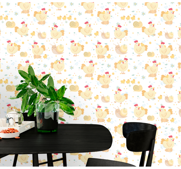 Chickens and snails cartoon modern wallpaper - TenStickers