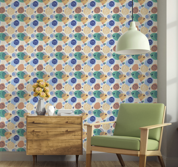 Circular Retro Patterns geometric wallpaper - TenStickers