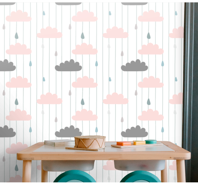 Cloudy Raindrops nursery wallpaper - TenStickers