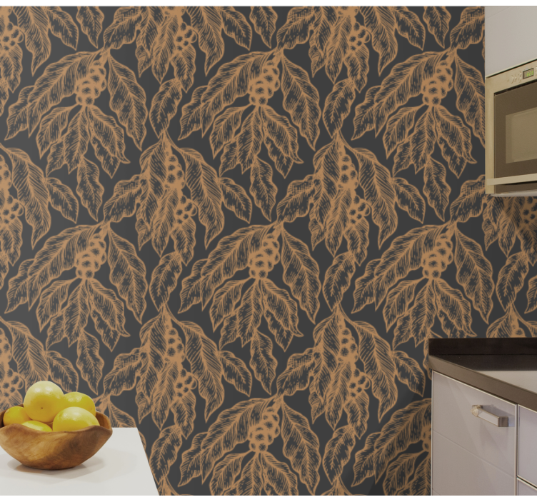 Coffee tree branch pattern modern wallpaper - TenStickers