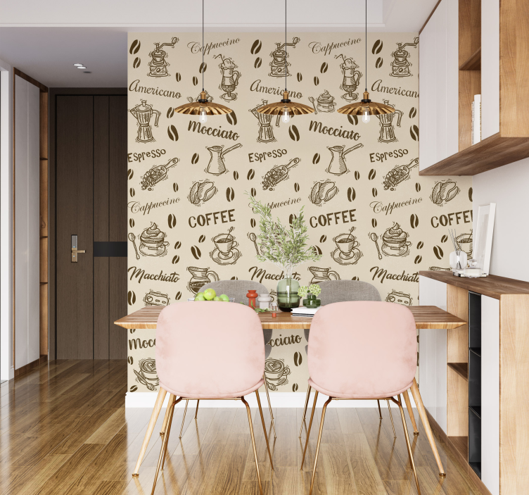 Coffee varieties design kitchen wallpaper - TenStickers