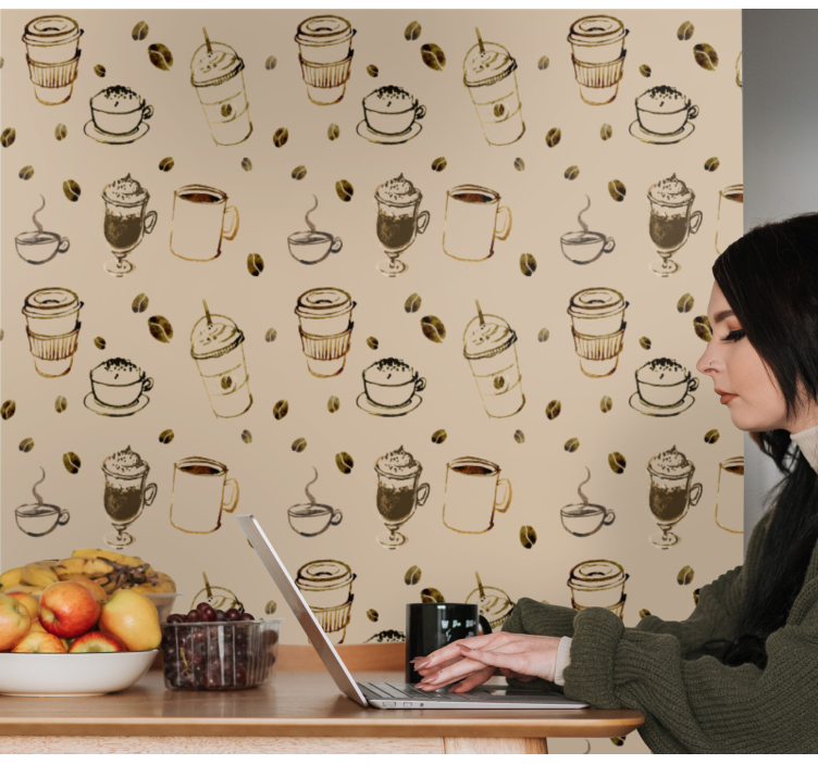 Coffee vintage pattern Kitchen Wallpaper - TenStickers
