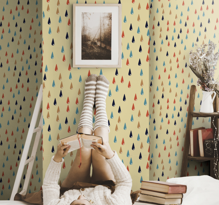 Colorful raindrops Kids Bedroom Wallpaper - TenStickers