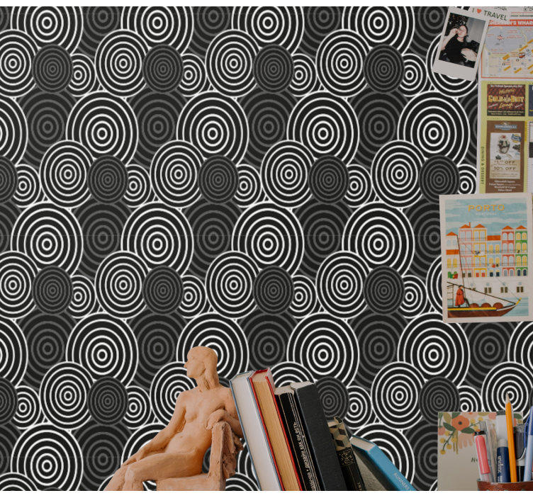 Concentric Circles geometric wallpaper - TenStickers