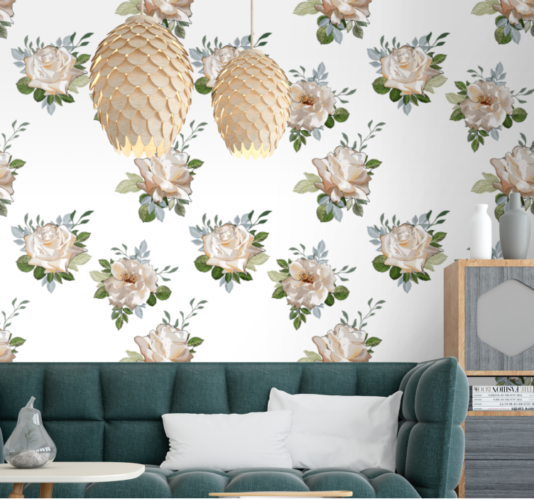 Cosmopolitan-style big flowers design Wallpaper - TenStickers