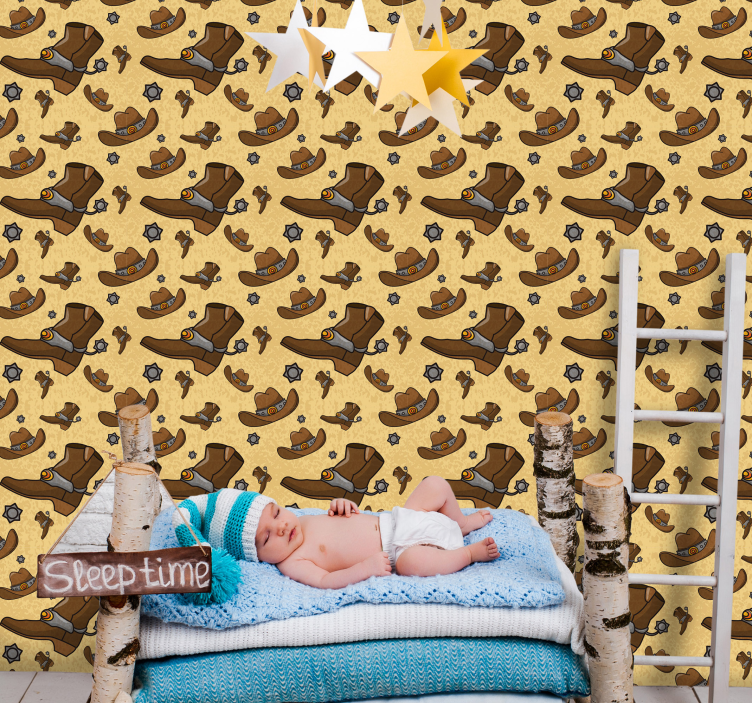 Cowboy boots pattern vintage wallpaper - TenStickers