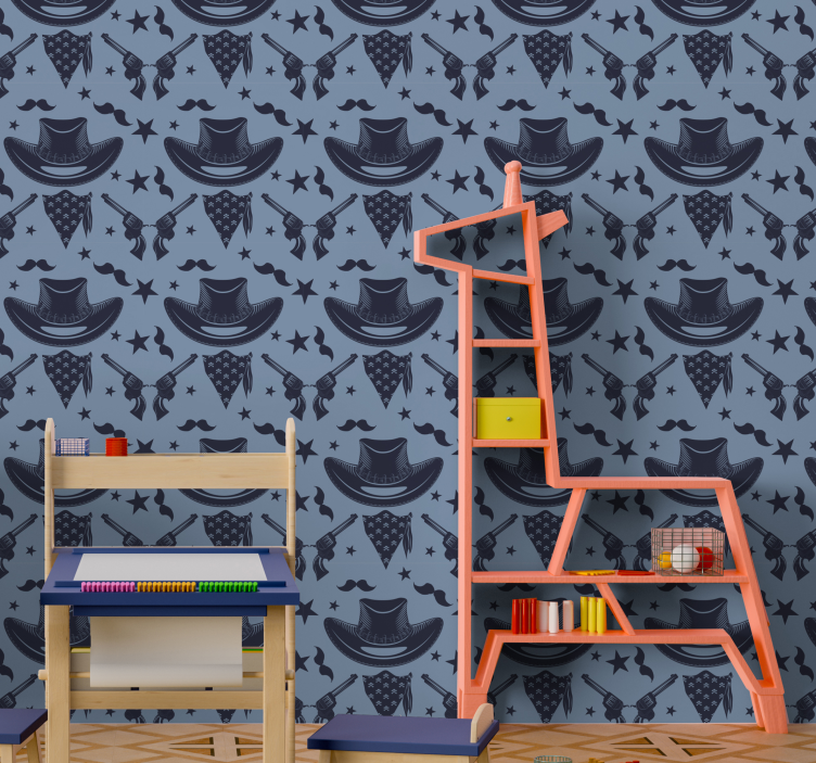 Cowboy hat, flock and revolvers Kids Wallpaper - TenStickers