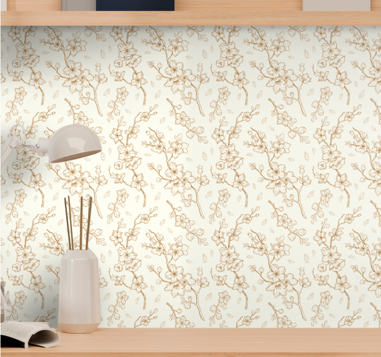 Cream flower sakura blossom Flower Wallpaper - TenStickers