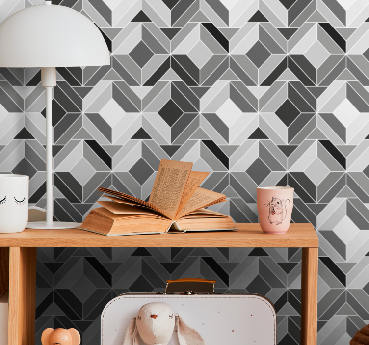 Shapes wallpaper in cubic grey design - TenStickers