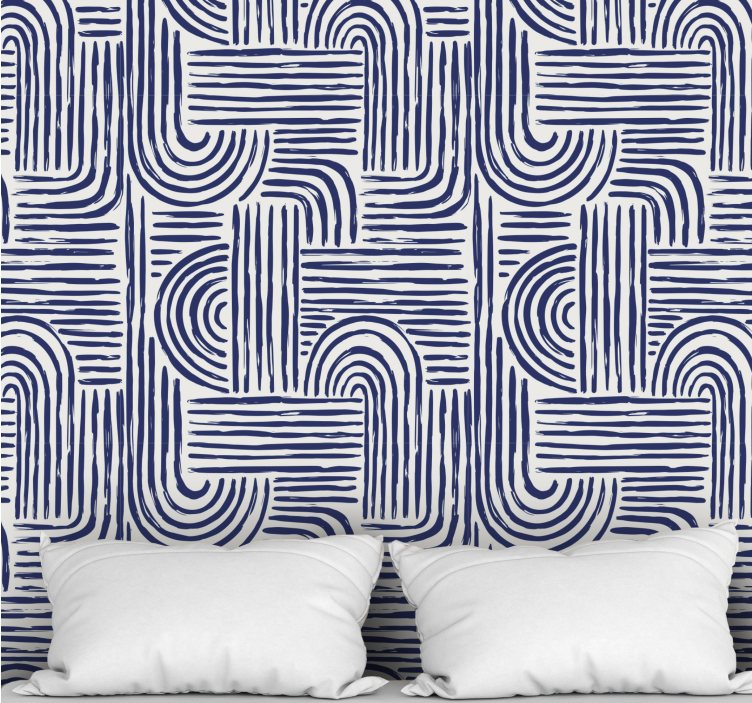 Curved Line Design geometric wallpaper - TenStickers