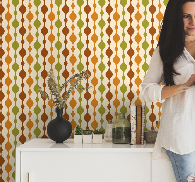 Curvy Pattern Design striped wallpaper - TenStickers