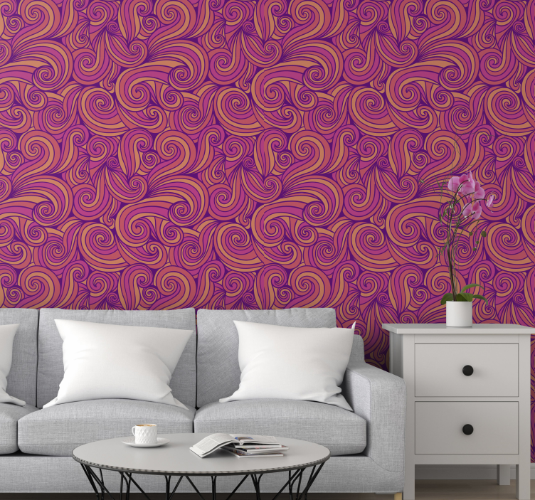 Curvy Swirl Pattern geometric wallpaper - TenStickers