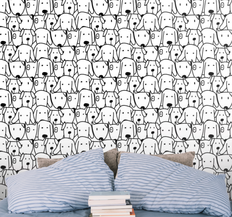 Cute dogs pattern Bedroom Wallpaper - TenStickers