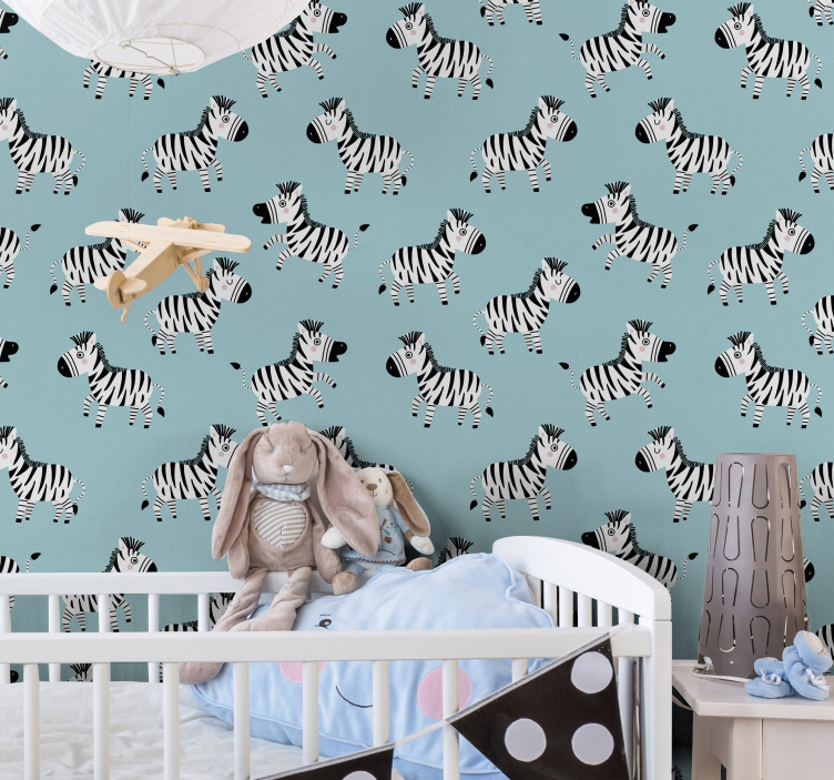 Cute Zebra Animal Wallpaper - TenStickers