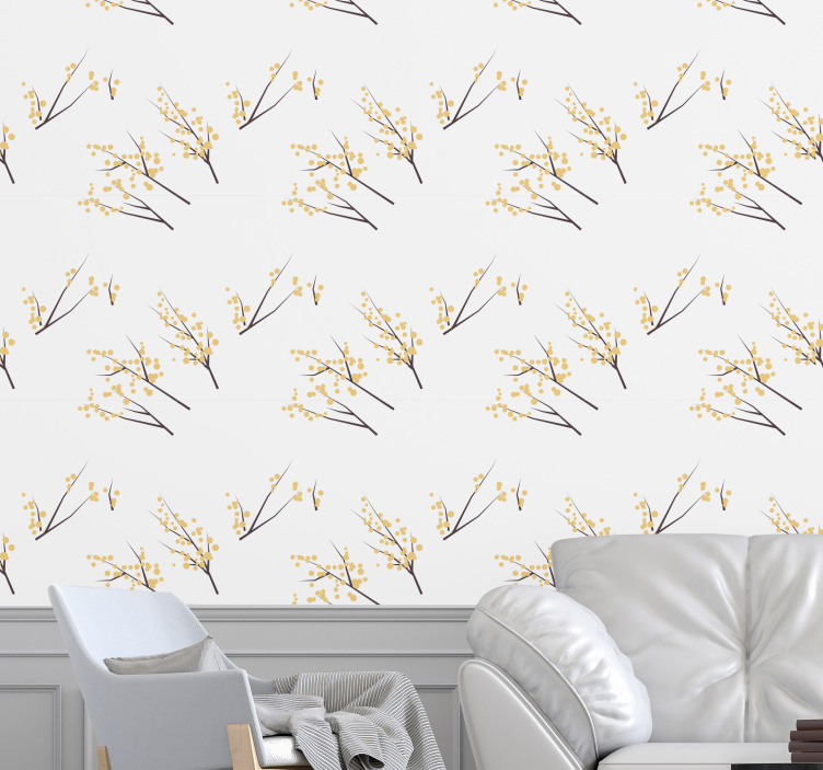 Delicate Floral Branches flower wallpaper - TenStickers
