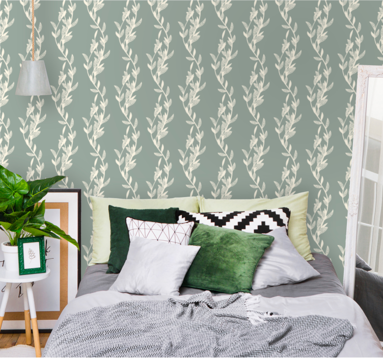 Delicate Vine Design floral ornament wallpaper - TenStickers