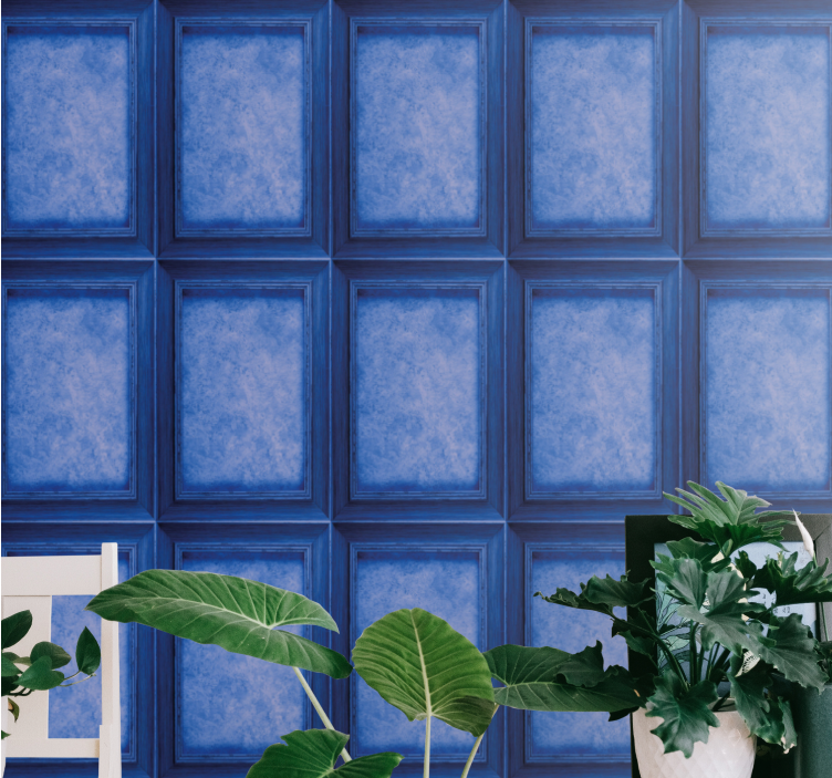 Elegant Blue Panels marble wallpaper - TenStickers