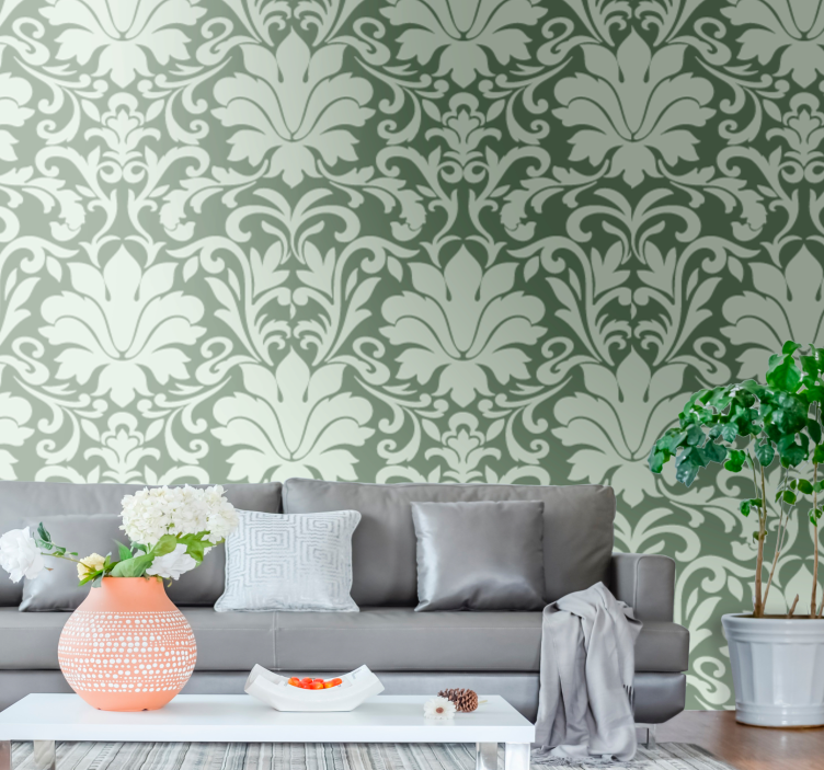 Elegant Foliage Motif floral ornament wallpaper - TenStickers