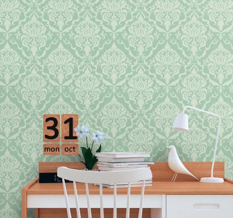 Elegant green pattern ornamental wallpaper - TenStickers