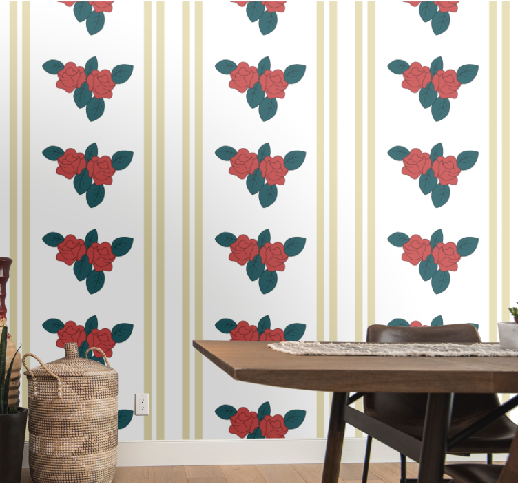 Elegant Rose Motif flower wallpaper - TenStickers