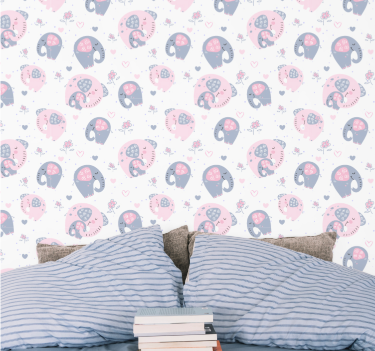 Elephant Balloon Patterns kids wallpaper - TenStickers