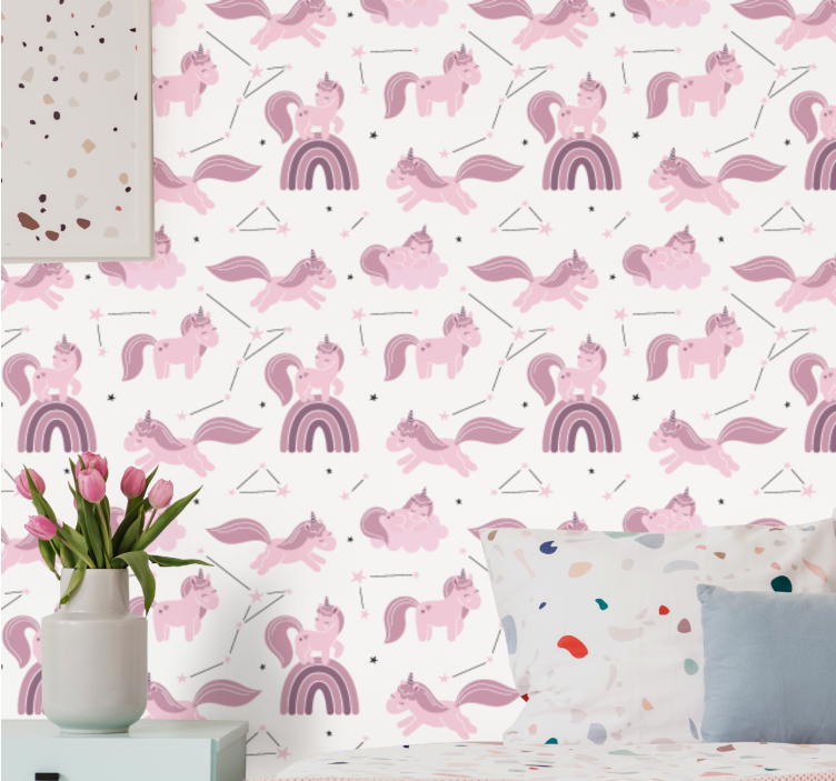 Fantasy Unicorn Pattern kids wallpaper - TenStickers