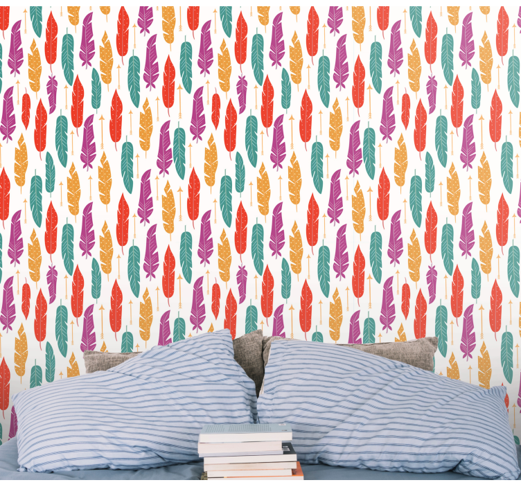 Feather Motif Design leaf wallpaper - TenStickers