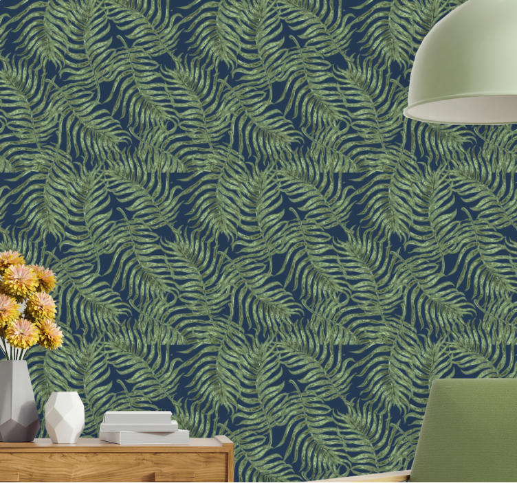 Ferns on Blue nature wallpaper - TenStickers