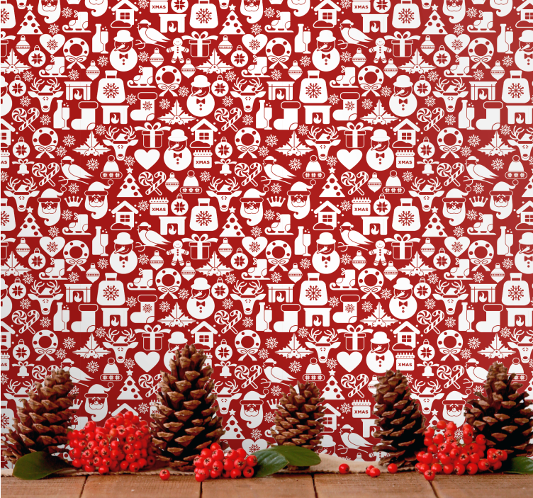 Festive Holiday Patterns christmas wallpaper - TenStickers