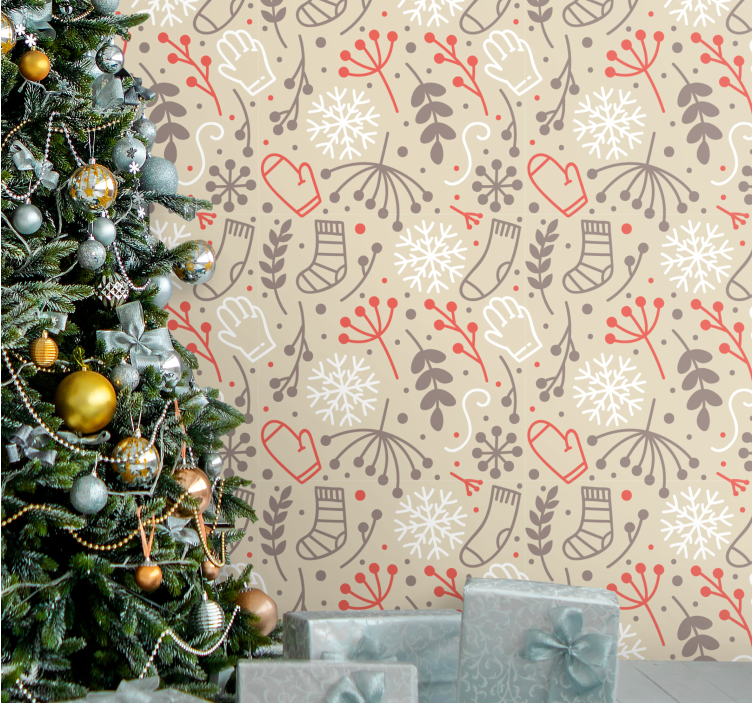 Festive Patterns christmas wallpaper - TenStickers