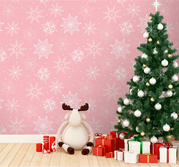 Festive Reindeer Scene christmas wallpaper - TenStickers