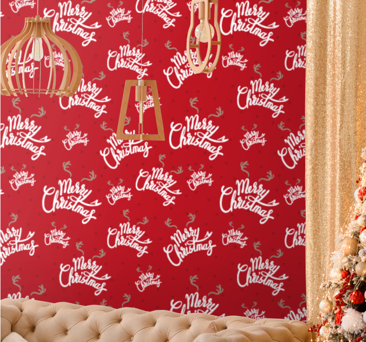 Festive Script Motif christmas wallpaper - TenStickers