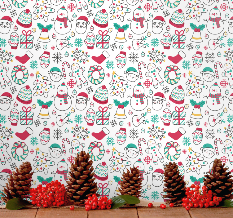 Festive Winter Moments christmas wallpaper - TenStickers