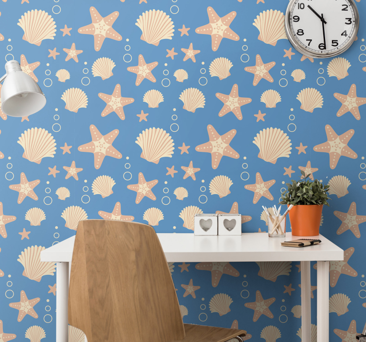 Fishstar and Shells Ocean Sea life wallpaper - TenStickers