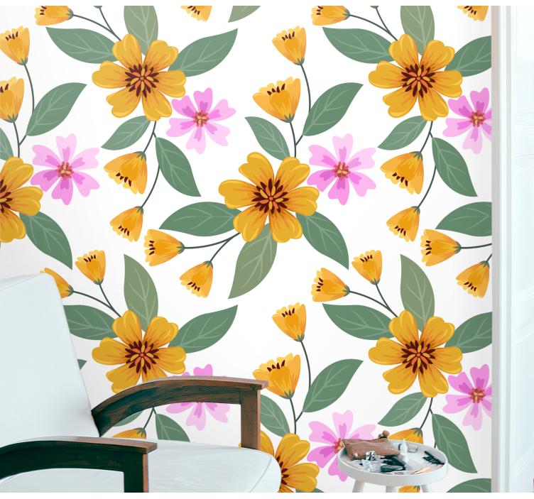Floral Abundance flower wallpaper - TenStickers