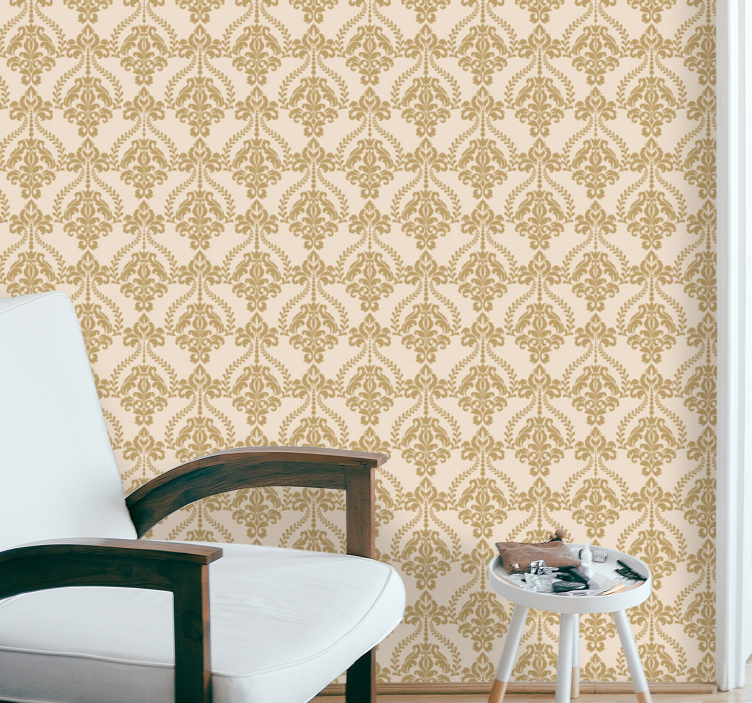 Floral beige details vintage wallpaper - TenStickers