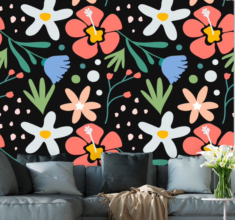 Floral Bloom Extravaganza flower wallpaper - TenStickers