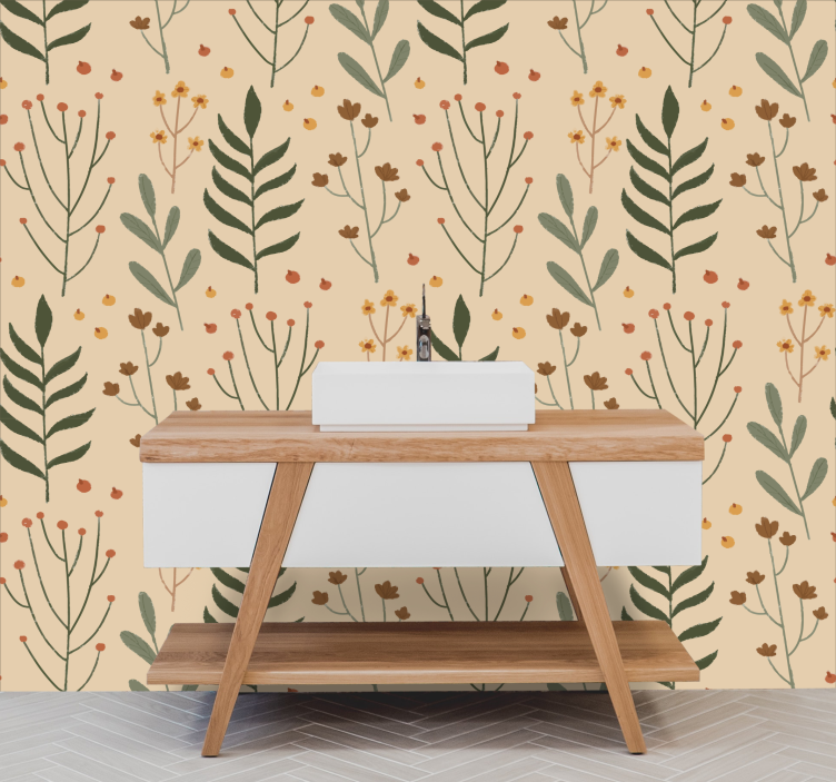 Floral Botanical Print floral ornament wallpaper - TenStickers
