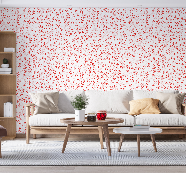 Red Branch Pattern leaf wallpaper - TenStickers