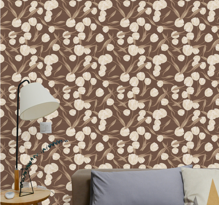 Floral Brown Pattern flower wallpaper - TenStickers